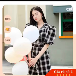 Đầm Vero Moda nữ tay bồng kẻ sọc cúc 2 hàng