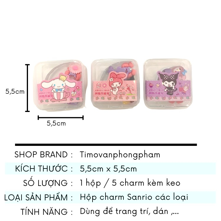 Charm Trang Trí Toploader Decor Hộp Sticker Cute 3D Nổi Có Sẵn Keo Timo DDK07