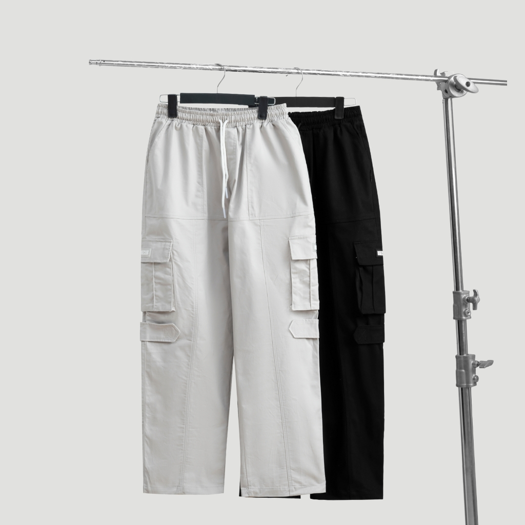 Quần kaki túi hộp basic ống rộng lưng thun BOIZ quần cargo pants Local brand