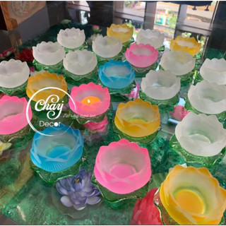 Đế nến lưu ly hình hoa sen hàng đẹp - chay decor