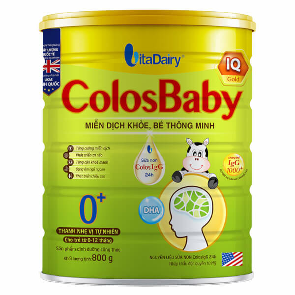 Sữa Bột Vitadairy Colosbaby IQ Gold 0+ 800g/lon