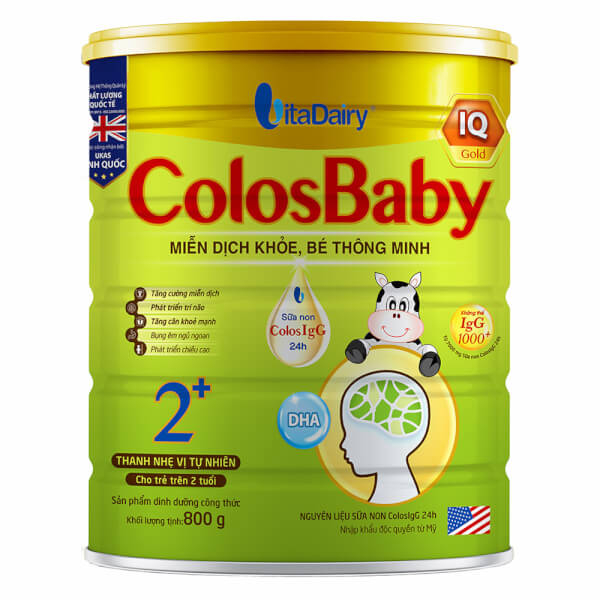 Sữa Bột Vitadairy Colosbaby IQ Gold 2+ 800g/lon