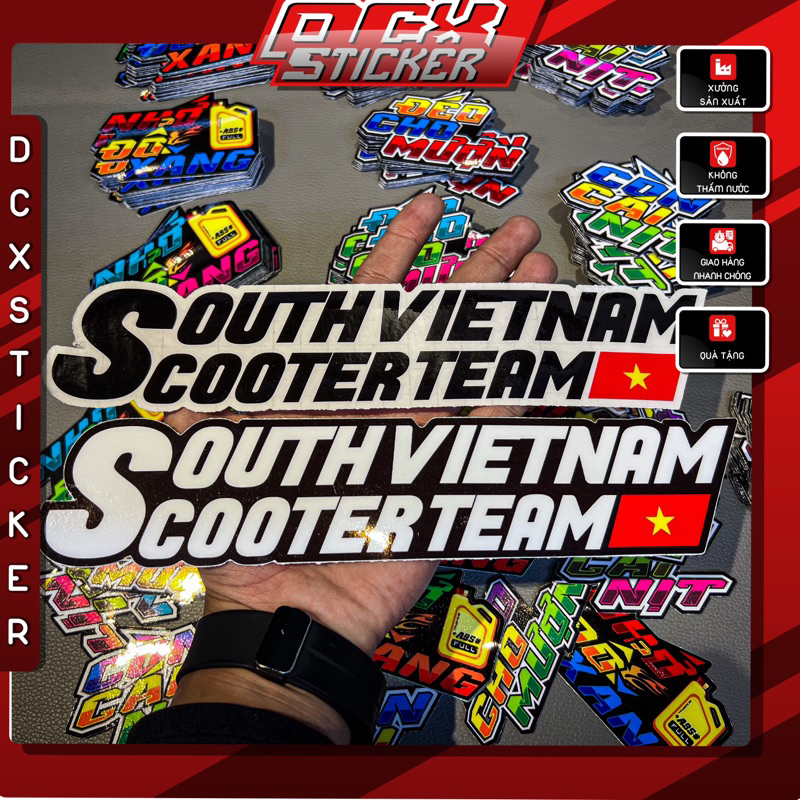Tem South Việt Nam Scooter Team | Chất Liệu Decal Cao Cấp Chống Nước, Bền Màu, Cắt Khuôn Sẵn Dễ Dán