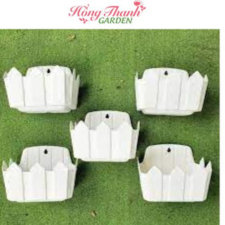 Chậu ốp tường kiểu dáng Châu Âu phù hợp trồng hoa, cây bụi trang trí nội ngoại thất Hồng Thanh Garden (màu trắng)