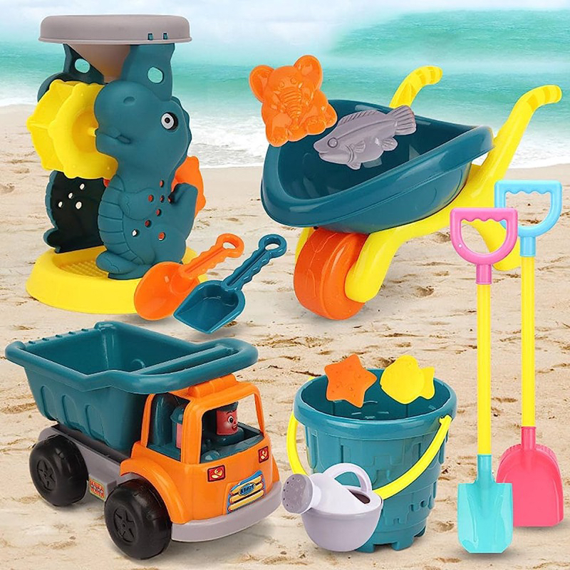 Combo đồ chơi xúc cát,đồ chơi đi biển có xe rùa chở cát, xây lâu đài