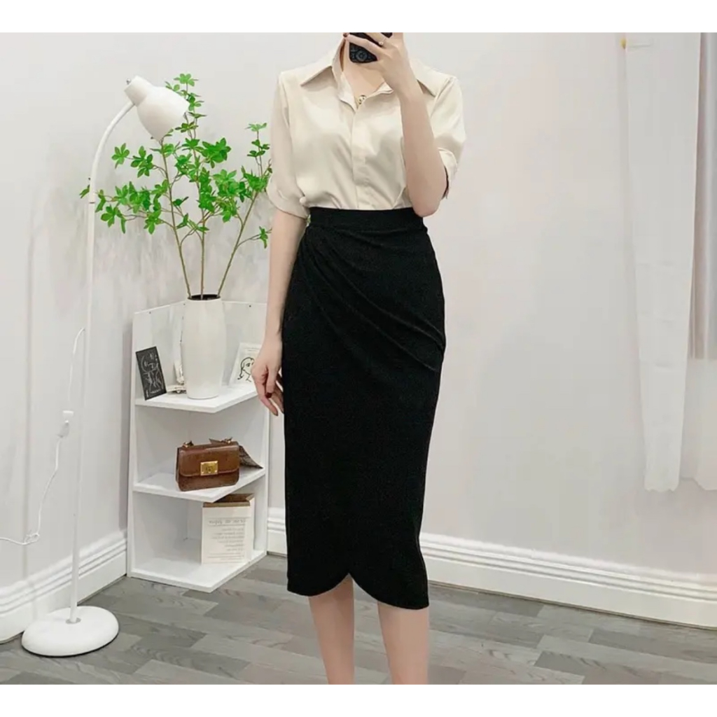 Chân Váy Bút Chì Sang chảnh nhún eo dài 70cm C1