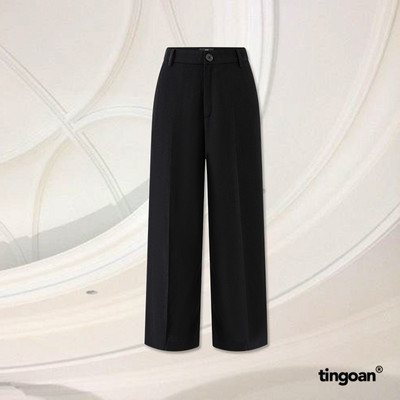 TINGOAN® - Quần ống rộng suông cạp cao hack dáng đen trơn CHARLIE CULOTTES ver 2/BL PHIÊN BẢN MỚI NHẤT T2.2025
