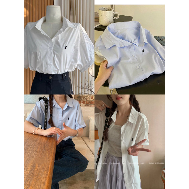 Sơ mi thêu thỏ Korea [HÌNH THẬT CHỤP TẠI SHOP]