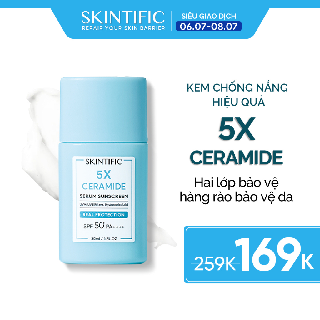 Kem chống nắng 5X Ceramide SPF 50+ PA++++ SKINTIFIC 30ml