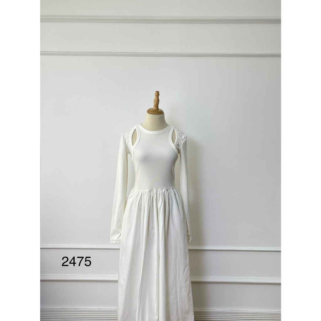 V2475 Váy dài CHOOSE ME Hàng hiệu chính hãng thời trang nữ màu trắng size M Secondhand thanh lý ký gửi