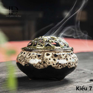Lư đốt trầm, lư xông trầm hương, đỉnh đốt nhang vòng phong thủy, trầm to bằng gốm sứ cao cấp-IDECOR