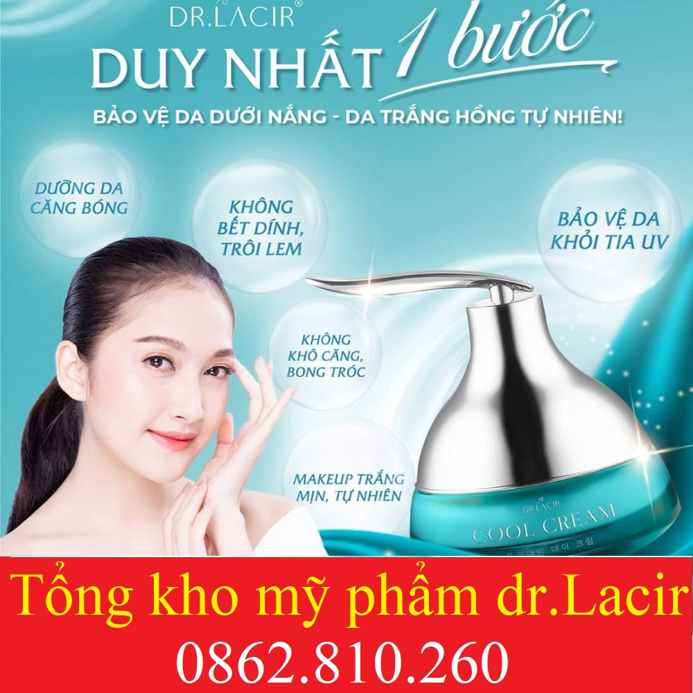 Combo kem chống nắng dưỡng da ban ngày cool cream và cấp ẩm ban đêm dr lacir whitening drlacir
