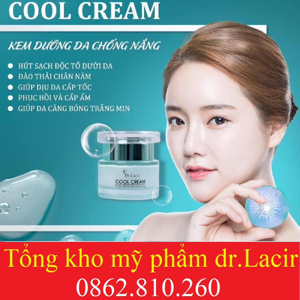 Combo kem chống nắng dưỡng da ban ngày cool cream và cấp ẩm ban đêm dr lacir whitening drlacir