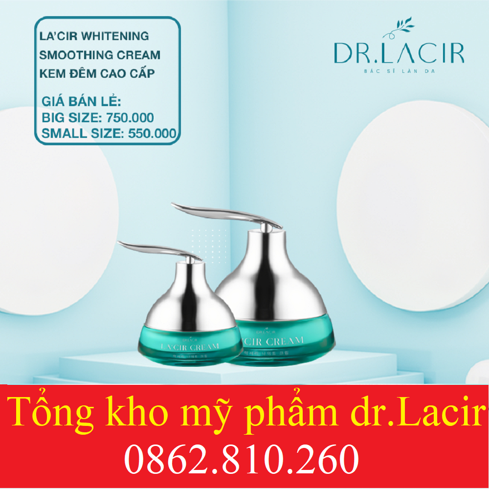 Combo kem chống nắng dưỡng da ban ngày cool cream và cấp ẩm ban đêm dr lacir whitening drlacir