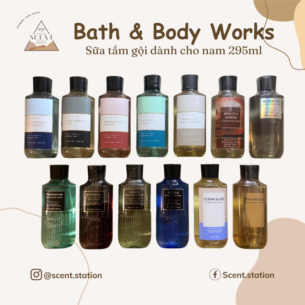 [Scent.station] Sữa tắm gội toàn thân Nam Bath & Body Works 295ml