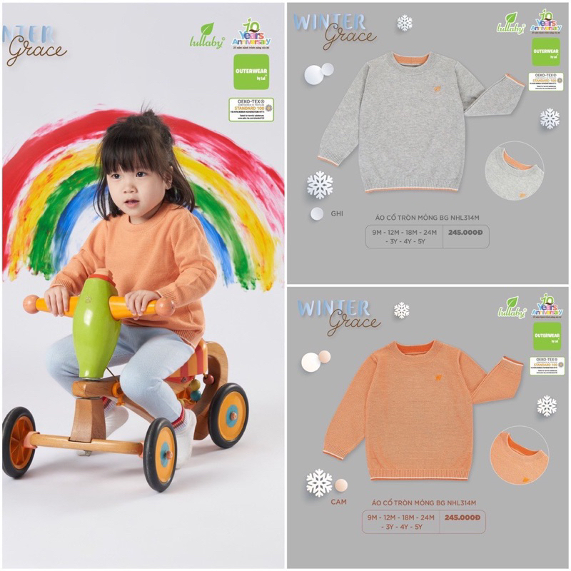 Áo Len cổ tròn, cổ bẻ, polo mỏng Bé Trai/ gái Lullaby