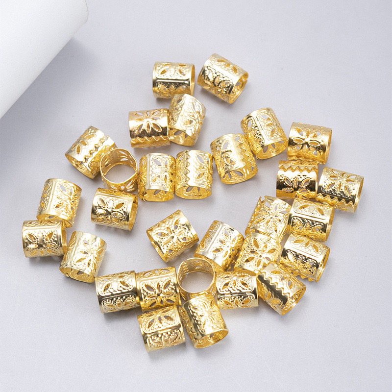 Set 20 Chiếc Khuyên Trang Trí Tóc Bằng Kim Loại Điêu Khắc Hoạ Tiết Nhiều Màu