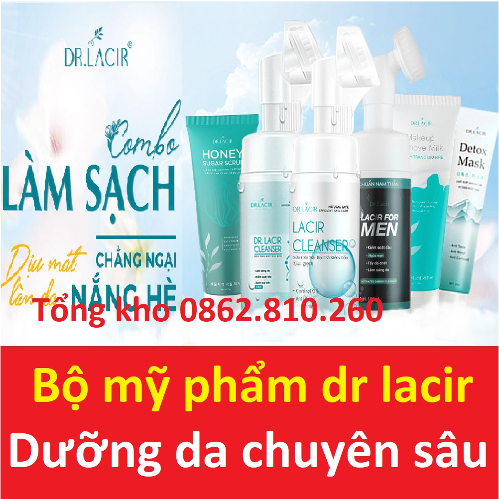 Combo sữa rửa mặt bạc hà kiềm dầu dịu nhẹ cleanser dr lacir và lacir for men cho nam