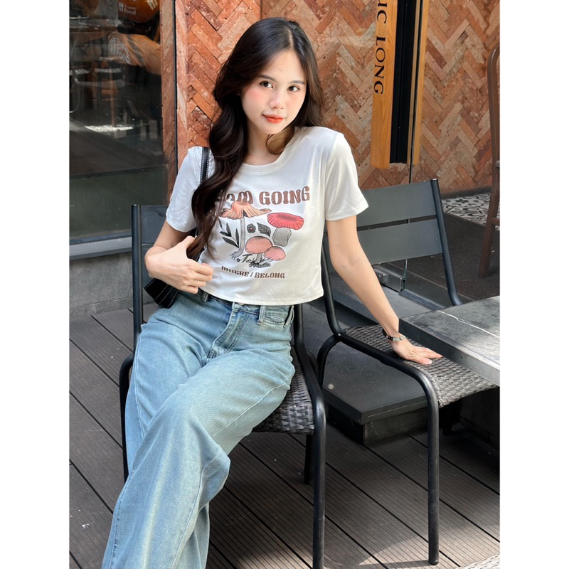 Áo Thun Crop - 85109 - I AM GOING