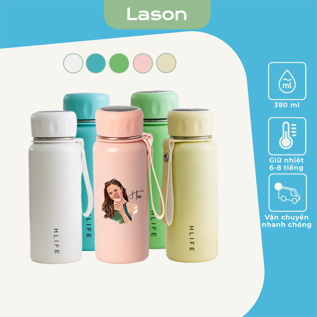 Bình nước giữ nhiệt Lason hiển thị nhiệt độ Hlife 380ml BN-GN00522