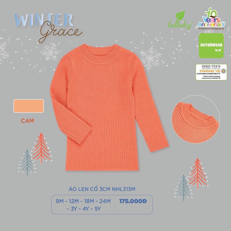 Áo len dài tay cổ 3cm bé trai/ gái Lullaby