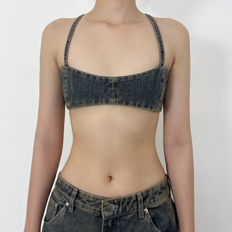Áo bra cúp ngực denim Melancholy