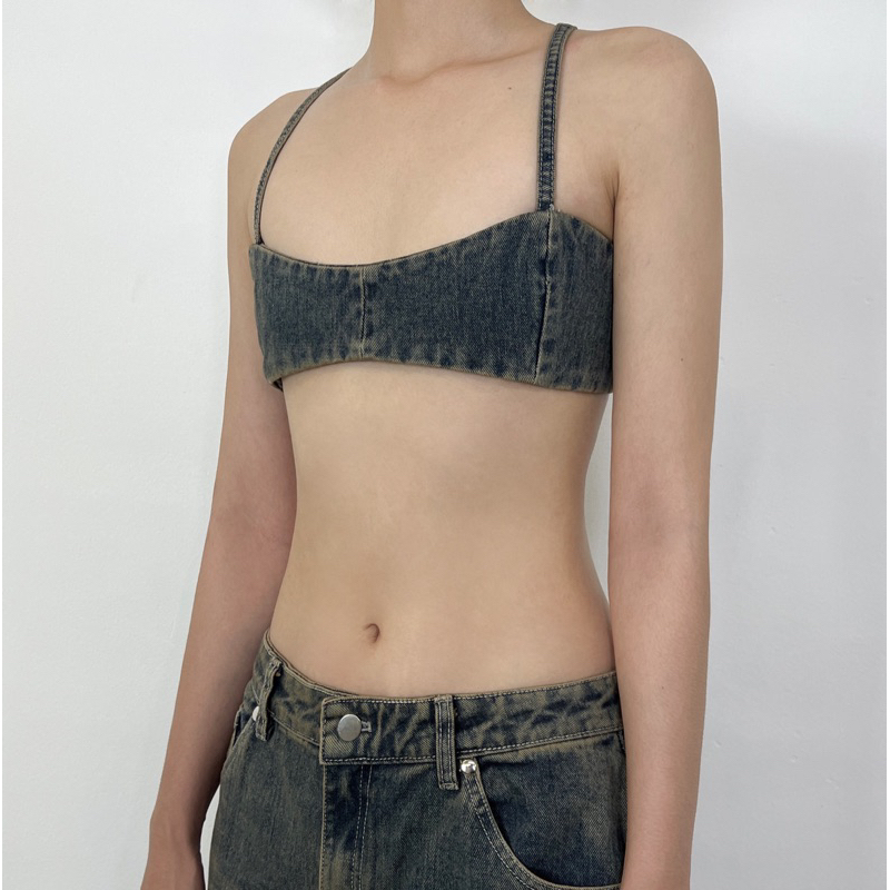Áo bra cúp ngực denim Melancholy