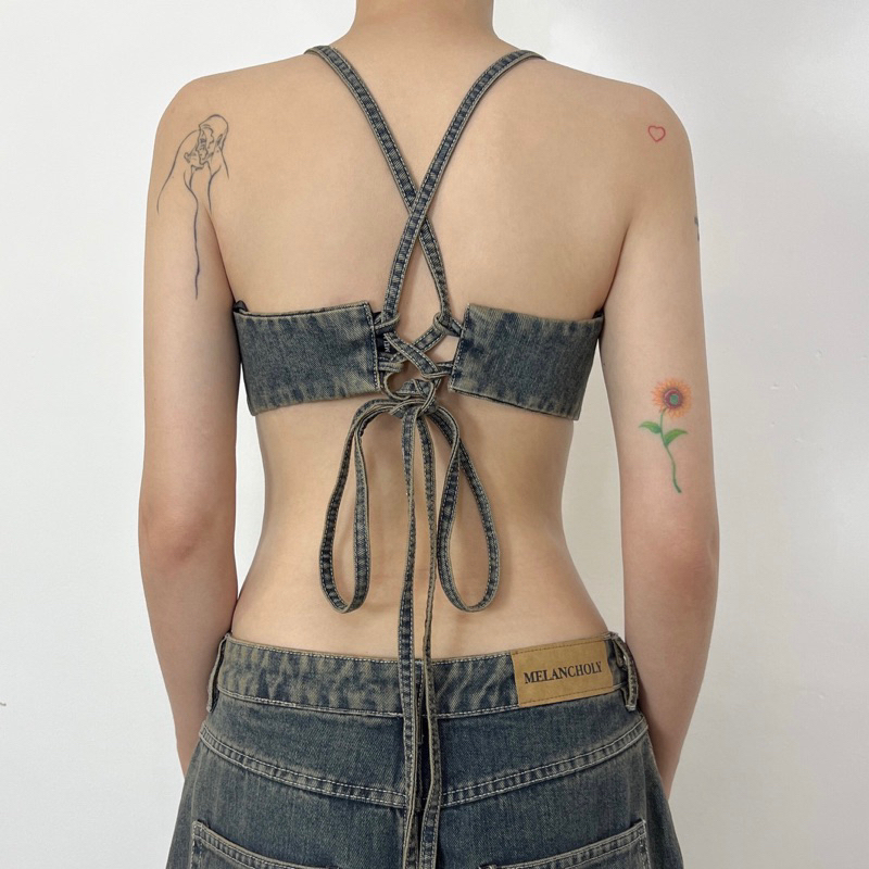 Áo bra cúp ngực denim Melancholy