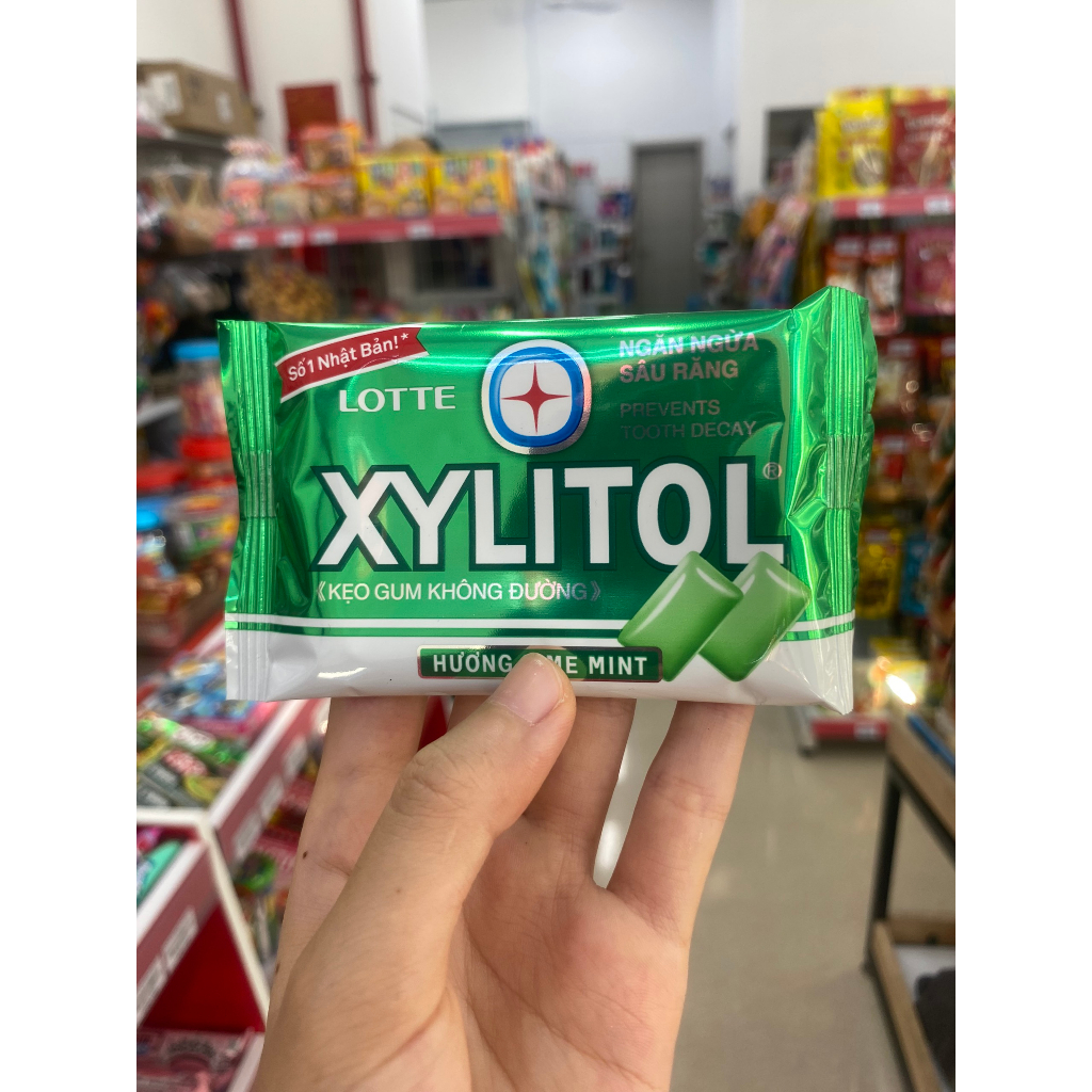 Kẹo cao su không đường hương dâu/hương bạc hà/hương việt quất  Lotte XYLITOL 11.6g 10 viên