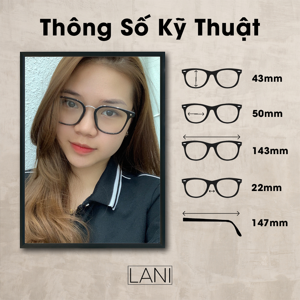 Gọng kính cận nam nữ Lani vuông to lõi thép siêu bền 2139 - Lắp mắt cận có độ theo yêu cầu