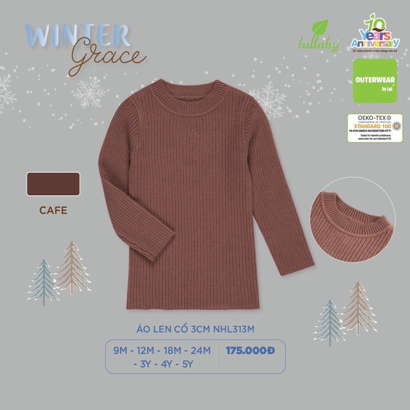 Áo len dài tay cổ 3cm bé trai/ gái Lullaby