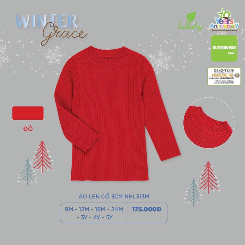 Áo len dài tay cổ 3cm bé trai/ gái Lullaby