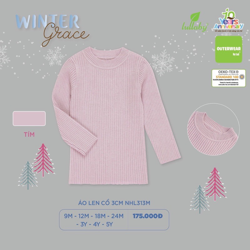 Áo len dài tay cổ 3cm bé trai/ gái Lullaby