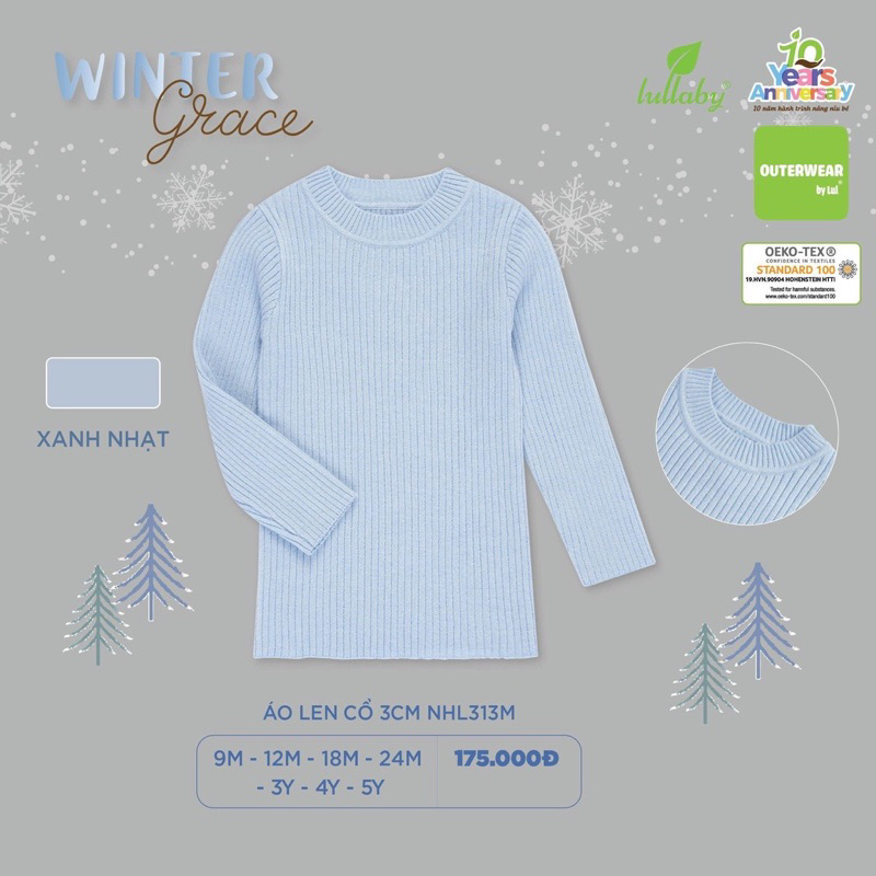 Áo len dài tay cổ 3cm bé trai/ gái Lullaby