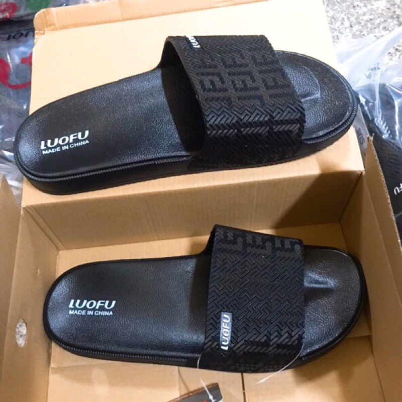 Dép Nam Quai Ngang Phong Cách Unisex Chất Nhựa Dẻo Cao Cấp Màu Đen Cá Tính Shop-uytin678