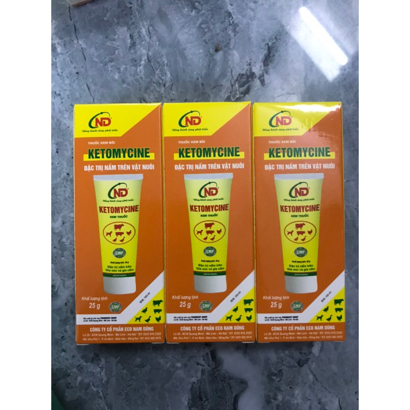 Ketomycine tuýp 25gr kem bôi nấm trên vật nuôi