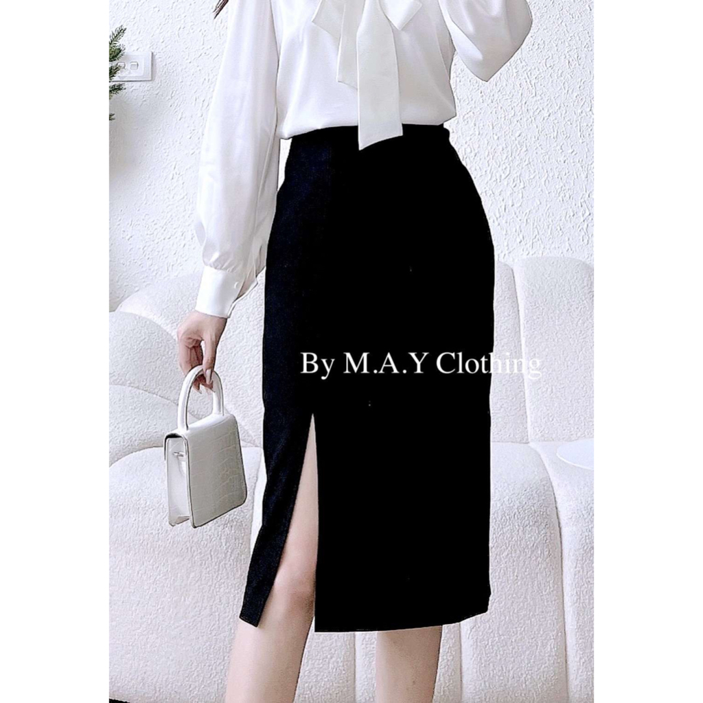 Chân váy công sở thiết kế xếp ly lệch một bên M.A.Y Clothing VHN089, chất liệu chéo Ý dày dặn, mềm mịn | BigBuy360 - bigbuy360.vn