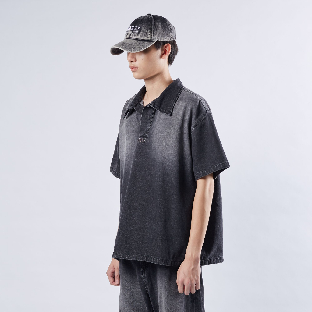 Áo Polo Boxy SNAZZY Unisex Chất Liệu Denim Chính Hãng - MIDNIGHT