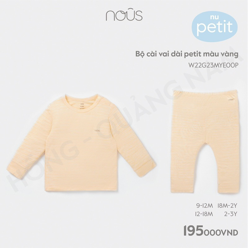 Bộ dài tay cài vai Nous sz từ 9-12m tới 2-3y