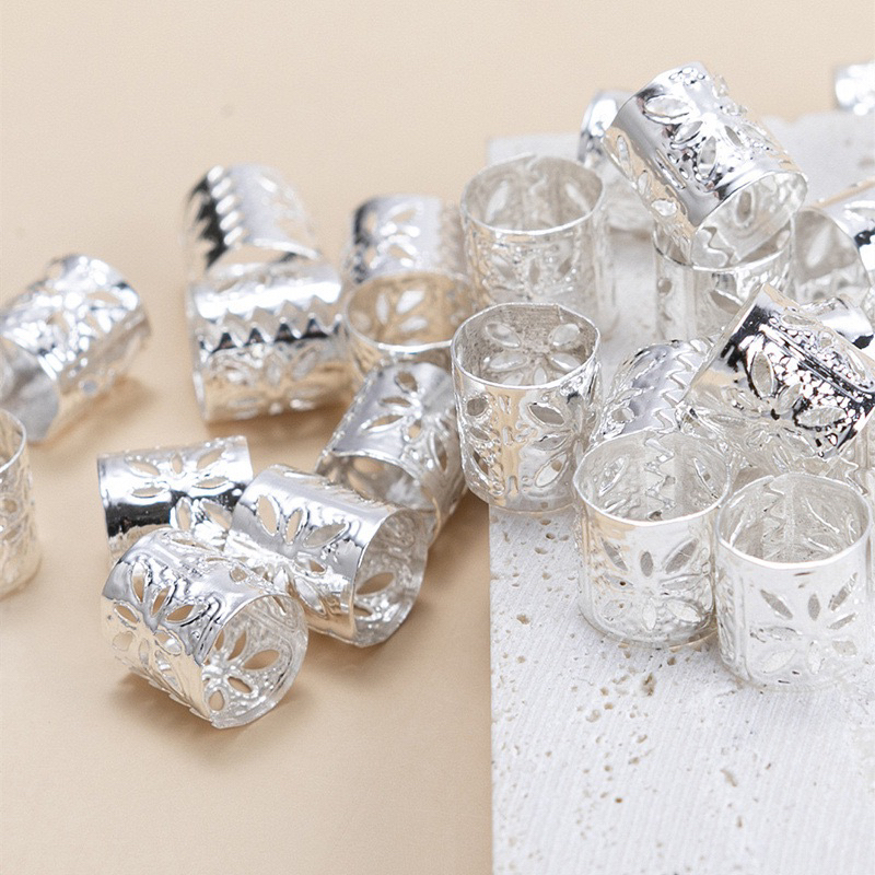 Set 20 Chiếc Khuyên Trang Trí Tóc Bằng Kim Loại Điêu Khắc Hoạ Tiết Nhiều Màu