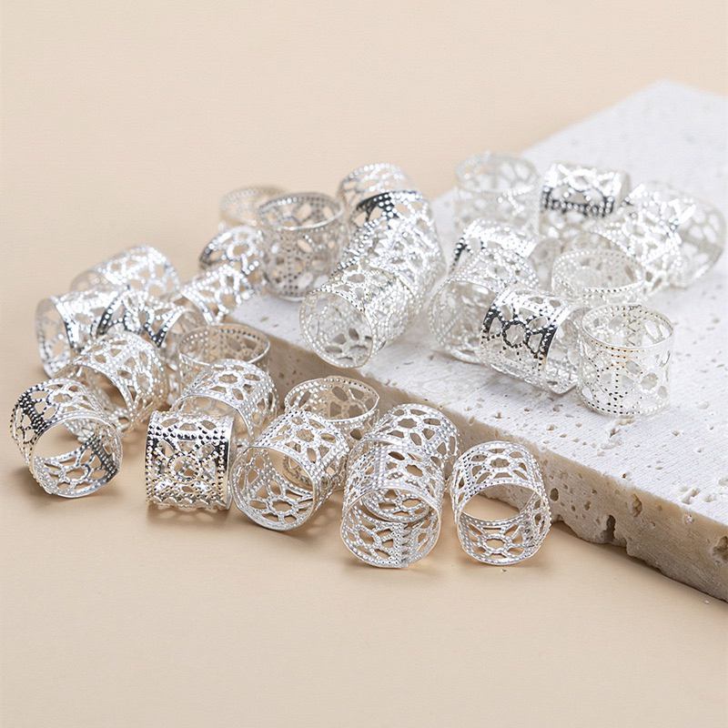 Set 20 Chiếc Khuyên Trang Trí Tóc Bằng Kim Loại Điêu Khắc Hoạ Tiết Nhiều Màu