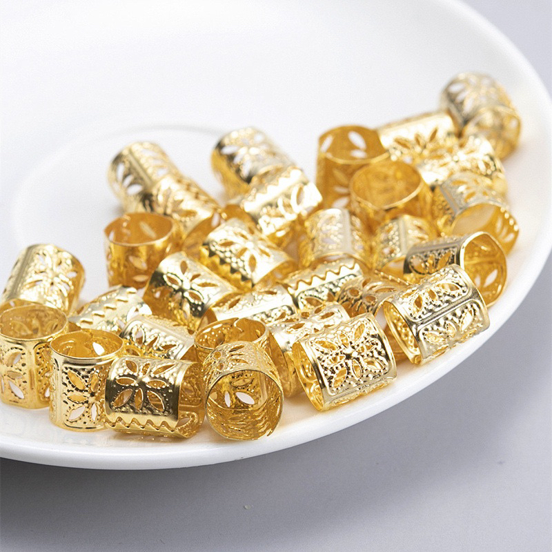 Set 20 Chiếc Khuyên Trang Trí Tóc Bằng Kim Loại Điêu Khắc Hoạ Tiết Nhiều Màu