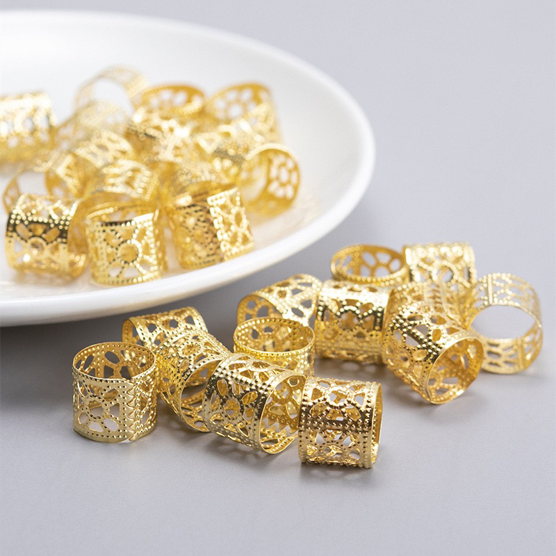 Set 20 Chiếc Khuyên Trang Trí Tóc Bằng Kim Loại Điêu Khắc Hoạ Tiết Nhiều Màu