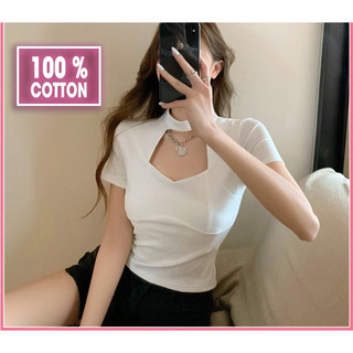Áo croptop kiểu Hàn Quốc tay ngắn ôm , áo thun crt ngắn mặc đi học đi chơi chất thun gân cotton 100% đen trắng