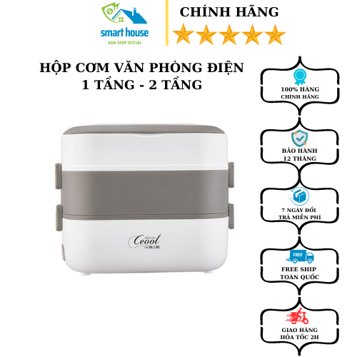 Hộp Cơm Văn Phòng Điện Chữ Nhật Ceool - Có Chức Năng Giữ Nhiệt + Hâm Nóng Và Nấu Chín Thức Ăn Gọn Gàn Tiện Lợi