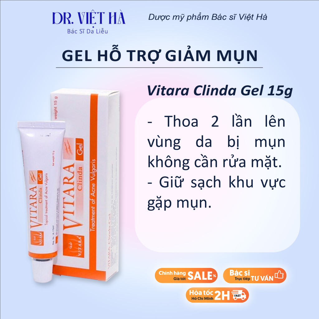 [ Vitara ] gel hỗ trợ giảm mụn 15g| Bs Hà Da Liễu Khuyên Dùng