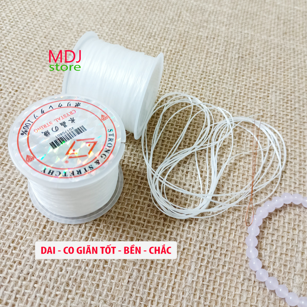 Dây xâu vòng màu trắng MDJ chun co giãn xâu vòng phong thủy làm handamde 1 cuộn 35m lẻ 3m