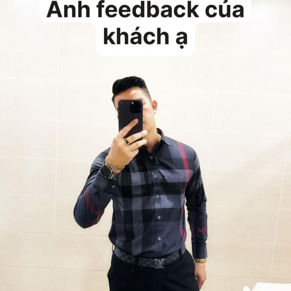 Sơ mi kẻ BURBERY hàng Like Aut 1:1 ( màu ghi 36 :