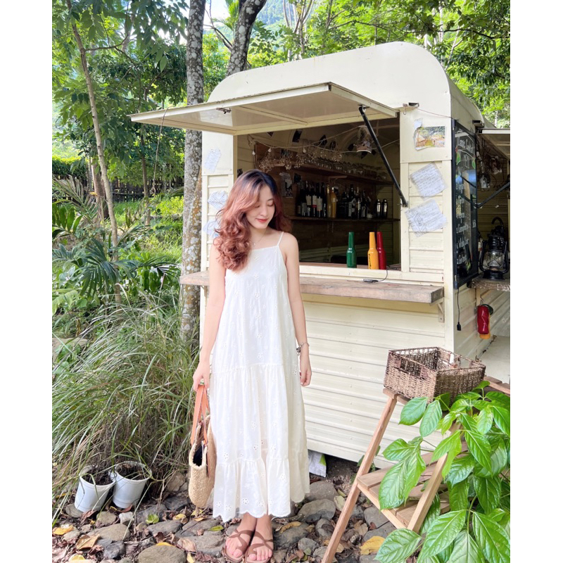 Jenny dress - đâm dây phối bèo xô hoa thiết kế Ma Vie
