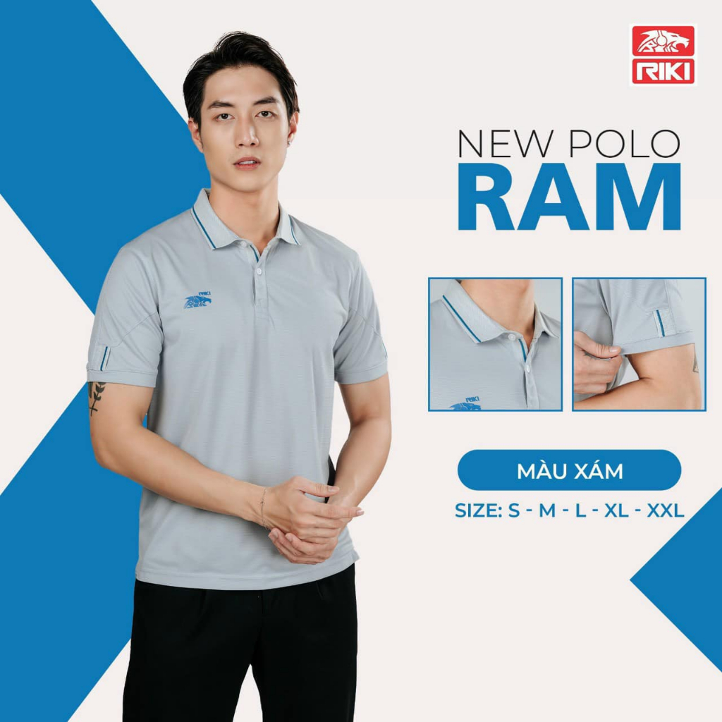Áo Thun Thời Trang Nam Nữ - Áo Polo Chính Hãng Riki Ram - Chất Vải Bền, Thoáng Khí, Kháng Khuẩn